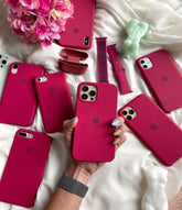 Husa silicon cu microfibra Iphone  - ROSE PINK